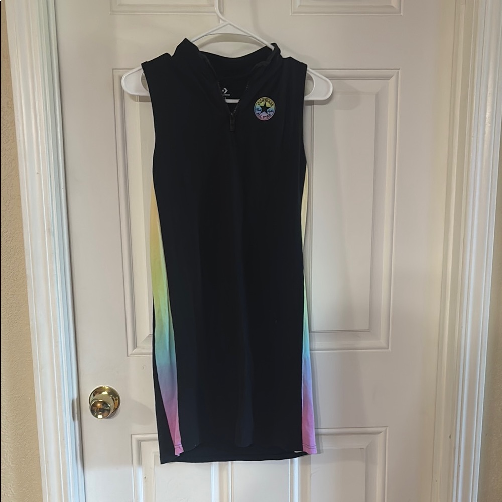 Converse Black Tee with Rainbow Logo